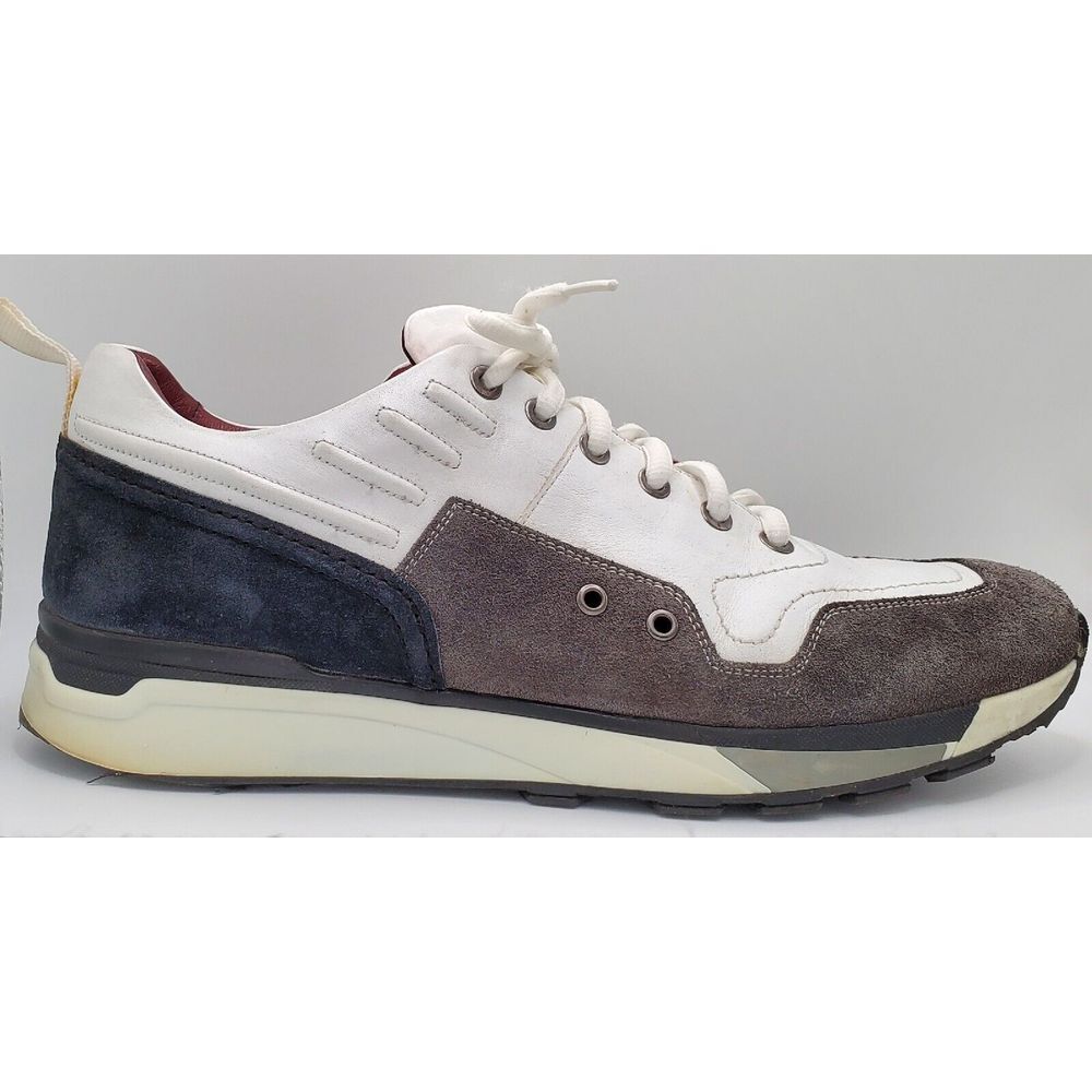 Sepol Luxury Hand Made Leather Sneakers Men's 42 8.5 White Gray Black